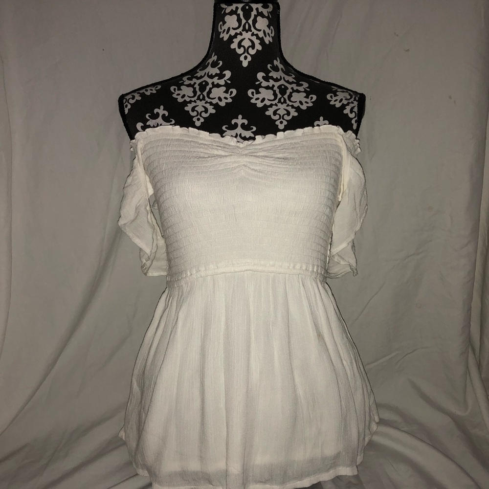 White Off The Shoulder Hollister Top